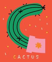 Colorful Alphabet Illustration. Letter C in the form of a cactus. vector
