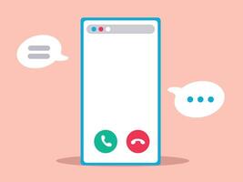 Smartphone with a blank screen isolated on pink background. New message notification, New email pop up. Incoming, open messaging. Chatting, post for banner, UI UX website. vector