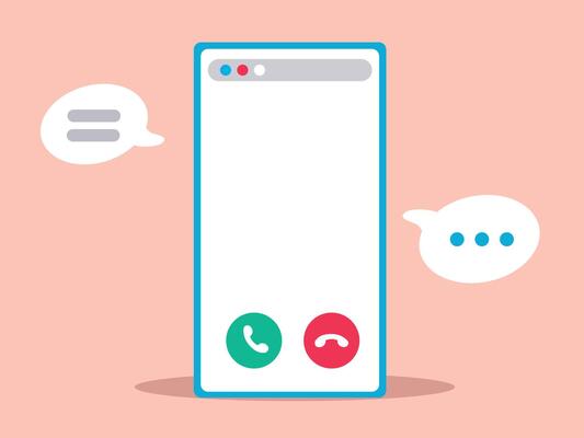 Smartphone with a blank screen isolated on pink background. New message notification, New email pop up. Incoming, open messaging. Chatting, post for banner, UI UX website.