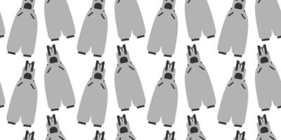 Jumpsuit with cuffs and pockets Minimalistic Seamless Pattern in grayscale Clothes Background Idea. Hand Drawn Isolated Illustration Seasonal Clothes Cards promo Background, greetings, banners vector