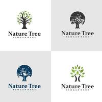 Set of Tree logo design concept . Oak Tree Logo Design Template. Creative Symbol. Icon vector