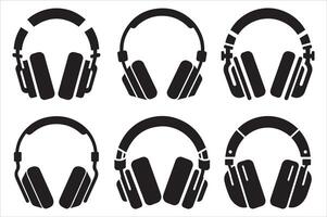 Different Designs and Shapes of Headphones for Audio and Music vector