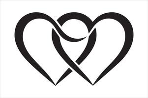 Two Intertwined Hearts Representing Love Connection Commitment and Eternal Devotion vector