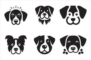 A Collection of Dog Breed Head Icons Perfect for Designs vector