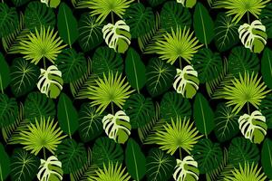 Trend seamless pattern with tropical leaves. Tropical pattern background with exotic leaves, jungle leaf. illustration vector