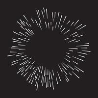 Abstract Burst, Radial Lines, White Rays, Black Background, Starburst Design, Graphic Element, vector