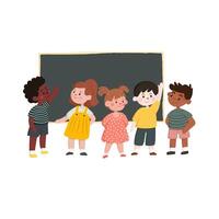 Collaborative classroom fun children learning in a bright environment vector