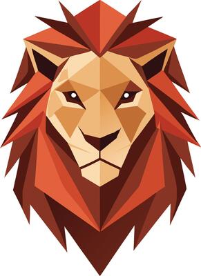 Geometric illustration of a lion head