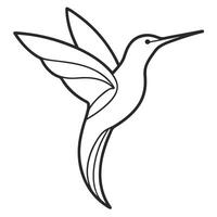 Hummingbird outline illustration in flight simple design vector
