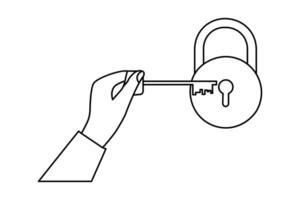 Lock icon in one line style vector