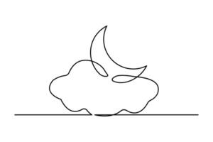 Continuous lunar line sketch vector