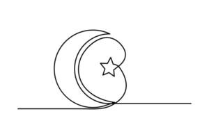 Delicate moon drawn with line vector