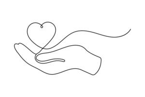 Abstract heart in one line vector