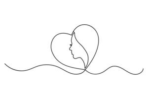 Artistic heart drawn in one line vector