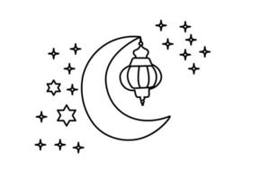 Monoline sketch of moon vector