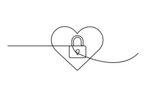 Continuous line lock illustration vector