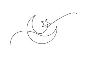 Soft moon shape line art vector
