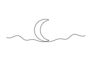 Linear style crescent moon vector