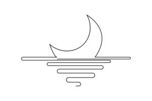 Graceful moon in outline style vector