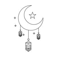Minimal line icon of moon vector