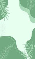 Green botanical background with tropical leaves. Natural leaf frame template. Minimal foliage design. vector