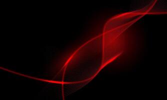 Abstract red lines light wave curve motion on black modern futuristic technology background vector