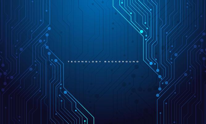 Abstract blue circuit cyber technology connected lines electronics computer digital design modern futuristic background