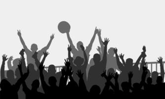 A crowd of spectators and fans at a show. Crowd of people silhouette illustration. vector