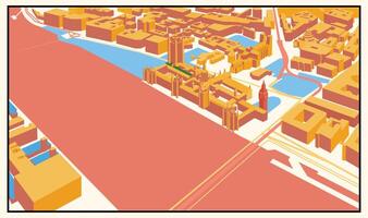 Isometric Big Ben London, England Location Map,A styled map graphic showing location area, for travel brochures poster or graphics.and design projects. vector