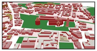 Isometric Leaning Tower of Pisa Location Map, A styled map showing the location of the Leaning Tower of Pisa in Italy, perfect for inclusion in travel brochures poster and various design projects. vector