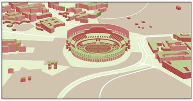 Isometric Colosseum Rome,Italy Location Map,A styled map graphic showing the location area, for travel brochures poster or graphics and various design projects. vector
