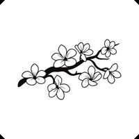 Plumeria Flower - Five-Petaled Bloom with Smooth Curves, Central Marking, and Slender Stem in Elegant Line Art vector