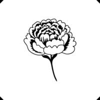 Intricate Blooming Flower - Multi-Layered Petal Structure, Elegant Line Art, Thin Stem for Balanced Composition vector
