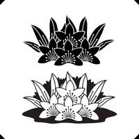 Two Nageshwar Flower - Layered Petal Structure, Slender Stem, and Elegant Leaf Arrangement in Intricate Line Art vector