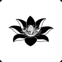 Nageshwar Flower - Layered Petal Structure, Slender Stem, and Elegant Leaf Arrangement in Intricate Line Art vector