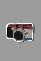 drawing Camera sticker doodle element on grey background vector