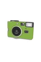 Green analogue Camera issolated on white background. Retro Photography Camera object vector