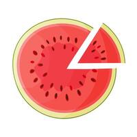 Red watermelon Slice with segment cut out. Botanical fruit Hand drawn trendy flat style isolated icon on a transparent background. Perfect for card design, print, banner, packaging, label. vector