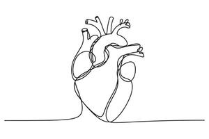Heart continuous one line drawing hand drawn illustration vector