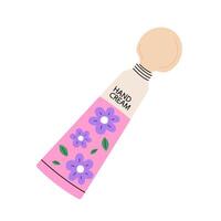 Tube of hand cream with cream flowing out. Flat illustration isolated on white background. vector