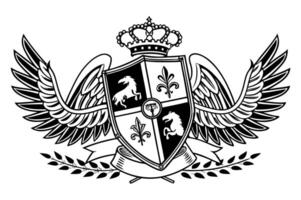 Royal Crest with Wings and Crown Design vector