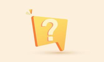 3d design question mark speech icon concept new idea vector