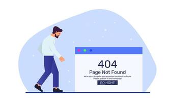 Illustration of a flat 404 error page character vector