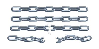 3d straight chain, website hyperlink connect partners. Bad share link, broken unlocked ring is weak protection. Repeat items hold credit, digital secret password. Metal closed thick steel block render vector