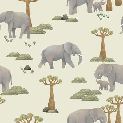 watercolor elephant seamless pattern