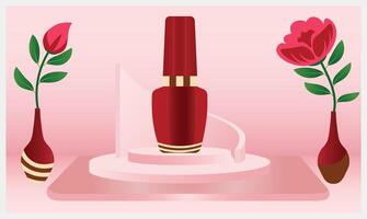 Trendy sale product highlight design with 3D background and greenery for labels, Ads, social Templates vector