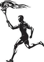 Torch Run, Athlete Running with Abstract Torch vector