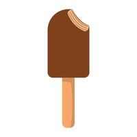 Chocolate ice cream with a bite taken out of it. vector