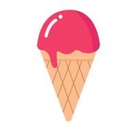 Strawberry ice cream in a cone. A strawberry ice cream with a tangy, sweet, and refreshing taste perfect for summer. vector
