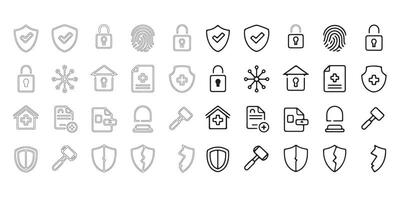 Security and privacy icon set silhouette vector